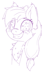 Size: 408x651 | Tagged: safe, artist:bigshot232, oc, oc only, oc:blue skies, species:pony, blushing, cheek fluff, chest fluff, ear fluff, female, mare, smiling, solo, starry eyes, stars, wingding eyes