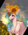 Size: 1024x1280 | Tagged: safe, artist:rossignolet, character:princess celestia, species:alicorn, species:pony, chest fluff, female, floral head wreath, flower, flower in hair, mare, solo, sunflower