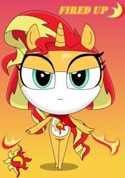Size: 1763x2521 | Tagged: safe, artist:keronianniroro, character:sunset shimmer, species:anthro, clothing, crossover, cutie mark, female, fiery shimmer, hat, hybrid, keponian, keronian, pyrokinesis, scarf, sergeant frog, smiling, solo, species swap, style emulation