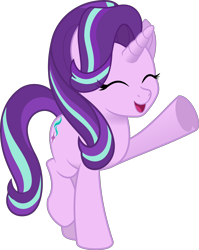 Size: 4125x5174 | Tagged: safe, artist:peahead, character:starlight glimmer, species:pony, species:unicorn, absurd resolution, cute, cutie mark, eye clipping through hair, eyes closed, female, glimmerbetes, happy, mare, movie accurate, raised hoof, simple background, smiling, solo, transparent background, vector