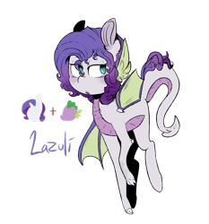 Size: 1280x1375 | Tagged: safe, artist:urbanqhoul, oc, oc only, parent:rarity, parent:spike, parents:sparity, species:dracony, hybrid, interspecies offspring, offspring, solo