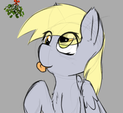 Size: 2834x2598 | Tagged: safe, artist:jubyskylines, character:derpy hooves, species:pony, blep, mistletoe, silly, tongue out