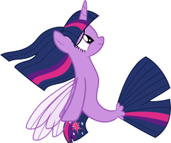 Size: 6000x5010 | Tagged: safe, artist:pilot231, character:twilight sparkle, character:twilight sparkle (alicorn), species:alicorn, species:pony, species:seapony (g4), absurd resolution, female, fin wings, looking up, seaponified, seapony twilight, sitting, solo, species swap, vector