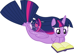 Size: 6000x4308 | Tagged: safe, artist:pilot231, character:twilight sparkle, character:twilight sparkle (alicorn), species:alicorn, species:pony, species:seapony (g4), absurd resolution, book, cute, female, fin wings, prone, reading, seaponified, seapony twilight, solo, species swap, twiabetes, vector