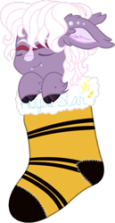 Size: 509x985 | Tagged: safe, artist:sweethearttarot, oc, oc only, species:bat pony, species:pegasus, species:pony, christmas, christmas stocking, holiday, simple background, solo, transparent background