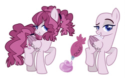 Size: 1280x802 | Tagged: safe, artist:owl-clockwork, oc, parent:inky rose, parent:pinkie pie, species:pegasus, species:pony, bald, bedroom eyes, colored wings, female, magical lesbian spawn, mare, multicolored wings, offspring, parents:inkypie, raised eyebrow, raised hoof, simple background, solo, white background