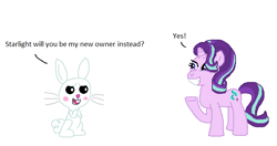 Size: 676x358 | Tagged: safe, artist:drypony198, character:angel bunny, character:starlight glimmer, female, interspecies, male, shipping, starbunny, straight