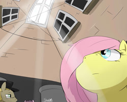 Size: 1280x1024 | Tagged: safe, artist:swomswom, character:fluttershy, oc, species:pegasus, species:pony, crepuscular rays, female, hair over one eye, indoors, mare, window
