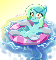 Size: 900x960 | Tagged: safe, artist:tastyrainbow, oc, oc only, species:pony, cute, enjoying, happy, life ring, solo, swimming, water
