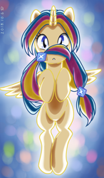 Size: 700x1200 | Tagged: safe, artist:tastyrainbow, oc, oc only, species:pegasus, species:pony, colorful, cute, doubt, flying, pigtails, solo, twintails