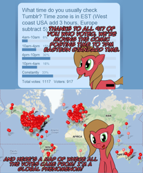 Size: 1280x1547 | Tagged: safe, artist:loceri, oc, oc:pun, species:earth pony, species:pony, ask pun, ask, female, map, mare, poll, solo