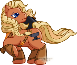 Size: 1024x867 | Tagged: safe, artist:anscathmarcach, oc, species:pony, g3, commission, crossover, dwarf, ponified, simple background, solo, transparent background, weapon