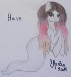 Size: 1138x1237 | Tagged: safe, artist:shadow-nights, oc, oc only, oc:aave, species:pony, bio, biography, female, ghost pony, looking at you, mare, paper, signature, simple background, smiling, solo, traditional art, white background