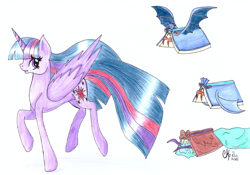 Size: 1744x1218 | Tagged: safe, artist:shadow-nights, character:twilight sparkle, character:twilight sparkle (alicorn), species:alicorn, species:pony, newbie artist training grounds, episode:do princesses dream of magic sheep?, book, colored pencil drawing, female, flying books, mare, monster book, older, older twilight, paper, signature, simple background, solo, traditional art, white background