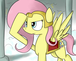 Size: 1280x1024 | Tagged: safe, artist:swomswom, character:fluttershy, species:pegasus, species:pony, female, mare, salute, solo