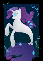 Size: 2059x2912 | Tagged: safe, artist:lavenderrain24, character:rarity, species:seapony (g4), bubble, eyes closed, female, seaponified, seapony rarity, smiling, solo, species swap, underwater