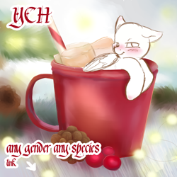 Size: 3096x3096 | Tagged: safe, artist:pingwinowa, species:pony, chocolate, commission, cup, cup of pony, food, hot chocolate, micro, winter, your character here