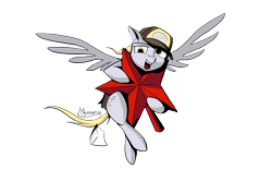 Size: 6000x4000 | Tagged: safe, artist:madgehog, character:derpy hooves, species:pegasus, species:pony, christmas, christmas star, colored, delivery, derp, female, happy, holiday, looking at you, mail, mare, new year, wings