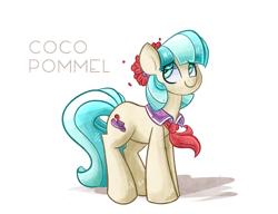 Size: 800x615 | Tagged: safe, artist:azimooth, character:coco pommel, species:earth pony, species:pony, cocobetes, cute, eye clipping through hair, female, mare, simple background, solo, white background