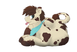 Size: 3180x2160 | Tagged: safe, artist:kiedough, artist:somefrigginnerd, oc, oc only, oc:kie dough, species:earth pony, species:pony, fat, heart eyes, high res, leonine tail, looking at you, male, obese, prone, simple background, sitting, solo, stallion, tongue out, transparent background, wingding eyes