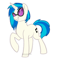 Size: 500x420 | Tagged: safe, artist:darkodraco, character:dj pon-3, character:vinyl scratch, species:pony, species:unicorn, female, mare, raised hoof, simple background, smiling, solo, sunglasses, transparent background