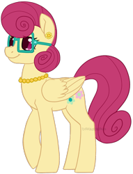 Size: 765x1000 | Tagged: safe, artist:darkodraco, character:posey shy, species:pegasus, species:pony, ear piercing, earring, female, glasses, jewelry, mare, necklace, pearl necklace, piercing, raised hoof, simple background, smiling, solo, transparent background