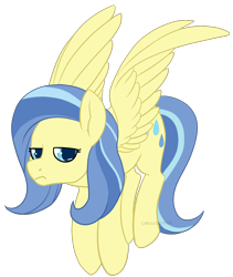 Size: 1172x1387 | Tagged: safe, artist:darkodraco, character:sunshower, species:pegasus, species:pony, female, flying, mare, simple background, solo, spread wings, transparent background, unamused, wings