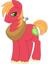 Size: 752x1000 | Tagged: safe, artist:darkodraco, character:big mcintosh, species:earth pony, species:pony, freckles, lidded eyes, male, simple background, smiling, solo, stallion, transparent background, unshorn fetlocks