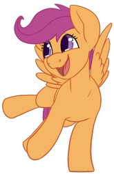 Size: 660x1000 | Tagged: safe, artist:darkodraco, character:scootaloo, species:pegasus, species:pony, cute, cutealoo, female, filly, open mouth, raised hoof, simple background, smiling, solo, spread wings, transparent background, wings
