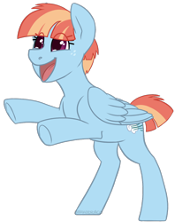 Size: 792x1000 | Tagged: safe, artist:darkodraco, character:windy whistles, species:pegasus, species:pony, bipedal, cute, excited, female, freckles, mare, simple background, smiling, solo, transparent background, underhoof, windybetes