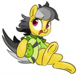 Size: 1280x1254 | Tagged: safe, artist:aemantaslim, character:daring do, species:pegasus, species:pony, newbie artist training grounds, atg 2018, bottomless, clothing, cute, daring dorable, female, hat, mare, open mouth, simple background, solo, underhoof, white background