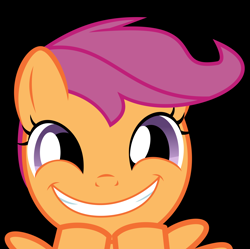 Size: 2510x2497 | Tagged: safe, artist:keronianniroro, character:scootaloo, species:pegasus, species:pony, episode:just for sidekicks, g4, my little pony: friendship is magic, cute, cutealoo, face of evil, faec, female, filly, solo, vector, wide smile
