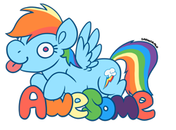 Size: 800x592 | Tagged: safe, alternate version, artist:darkodraco, character:rainbow dash, species:pegasus, species:pony, awesome, derp, female, mare, simple background, smiling, solo, spread wings, tongue out, transparent background, wings