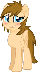 Size: 1492x2808 | Tagged: safe, artist:peahead, oc, oc only, oc:stellar winds, species:pegasus, species:pony, blue eyes, blushing, female, folded wings, looking at you, mare, movie accurate, simple background, smiling, solo, transparent background, vector, wings