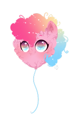 Size: 501x762 | Tagged: safe, artist:rossignolet, character:pinkie pie, species:pony, alternate hair color, balloon, balloon pony, cheek fluff, chin fluff, colored pupils, cute, diapinkes, ear fluff, female, fluffy, gradient hair, messy mane, multicolored eyes, multicolored hair, simple background, smiling, solo, starry eyes, transparent background, wat, wingding eyes