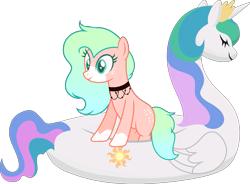 Size: 1673x1232 | Tagged: safe, artist:crystalponyart7669, character:princess celestia, oc, oc:drawn gallery, species:earth pony, species:pony, episode:best gift ever, g4, my little pony: friendship is magic, female, floaty, inflatable, inflatable toy, mare, pool toy, simple background, swan boat, swanlestia, transparent background