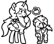 Size: 185x150 | Tagged: safe, artist:crazyperson, species:alicorn, species:pony, fallout equestria, apple, black and white, clothing, fallout equestria: commonwealth, fanfic art, female, food, generic pony, grayscale, green alicorn (fo:e), magic, magic aura, mare, monochrome, picture for breezies, simple background, telekinesis, transparent background, vault suit