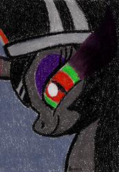 Size: 2420x3496 | Tagged: safe, artist:aracage, character:king sombra, species:pony, species:unicorn, bedroom eyes, bust, cute, female, looking at you, mare, portrait, queen umbra, rule 63, rule63betes, slit eyes, solo, sombra eyes, traditional art, uumbradorable