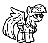 Size: 164x150 | Tagged: safe, artist:crazyperson, character:moondancer, species:alicorn, species:pony, fallout equestria, alicornified, black and white, fallout equestria: commonwealth, fanfic art, female, glasses, grayscale, hooves, horn, mare, monochrome, moondancercorn, picture for breezies, race swap, simple background, solo, transparent background, wings