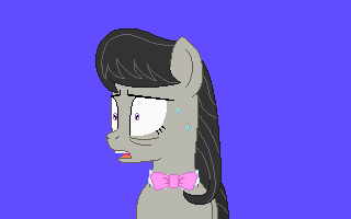 Size: 320x200 | Tagged: safe, artist:herooftime1000, character:octavia melody, species:earth pony, species:pony, animated, bow tie, breathing, female, heavy breathing, octavia in the underworld's cello, panic, panicking, pixel art, reaction image, scared, solo, sweat, sweating profusely