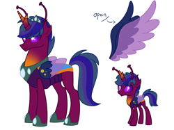 Size: 2732x2048 | Tagged: safe, artist:percy-mcmurphy, oc, oc only, oc:alistair, parent:thorax, parent:twilight sparkle, parents:twirax, species:changepony, antennae, colored sclera, hybrid, interspecies offspring, offspring, simple background, transparent background, young