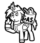 Size: 138x150 | Tagged: safe, artist:crazyperson, oc, oc only, species:alicorn, species:pony, fallout equestria, alicorn oc, black and white, clothing, fallout equestria: commonwealth, fanfic, fanfic art, fire, floppy ears, gas, generic pony, grayscale, hooves, horn, male, monochrome, picture for breezies, pyromaniac, simple background, solo, transparent background, vault suit