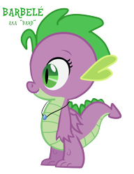 Size: 2650x3450 | Tagged: safe, artist:chiptunebrony, character:barb, character:spike, species:dragon, alternate hairstyle, barbabetes, cute, female, gem, rule 63, rule63betes, sapphire, solo, winged barb, winged spike