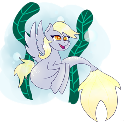 Size: 1407x1403 | Tagged: safe, artist:kiwiscribbles, character:derpy hooves, species:seapony (g4), female, heart eyes, race swap, solo, wingding eyes