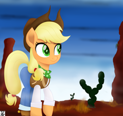 Size: 5800x5500 | Tagged: safe, artist:theretroart88, character:applejack, species:earth pony, species:pony, equestria girls:movie magic, g4, my little pony: equestria girls, spoiler:eqg specials, absurd resolution, applejack's hat, clothing, cowboy hat, equestria girls outfit, female, hat, mare, sky, solo