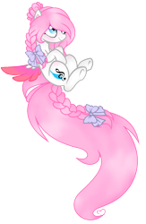 Size: 872x1340 | Tagged: safe, artist:angelamusic13, oc, oc:angela music, species:pegasus, species:pony, bow, braid, female, hair bow, impossibly long tail, mare, simple background, solo, transparent background