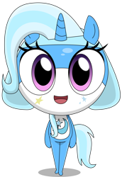 Size: 3000x4351 | Tagged: safe, artist:keronianniroro, character:trixie, species:anthro, species:pony, species:unicorn, clothing, crossover, cute, diatrixes, female, hat, hybrid, keponian, keronian, keroro gunsou, open mouth, sergeant frog, simple background, smiling, solo, species swap