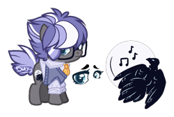 Size: 842x569 | Tagged: safe, artist:owl-clockwork, oc, oc:raven melody, parent:button mash, parent:sweetie belle, parents:sweetiemash, species:earth pony, species:pony, clothing, female, filly, glasses, necktie, offspring, shirt, simple background, solo, sweater vest, transparent background