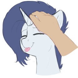 Size: 1500x1500 | Tagged: safe, artist:cold blight, oc, oc only, oc:yodi, species:human, species:pony, species:unicorn, blep, cute, hand, human on pony petting, male, patting, petting, silly, solo, stallion, tongue out