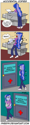Size: 485x2026 | Tagged: safe, artist:pheeph, character:princess luna, character:vice principal luna, old master q, my little pony:equestria girls, bandage, comic, doctor, multiple arms, pain, parody, photocopier, sling, vice principal luna, wat, weird